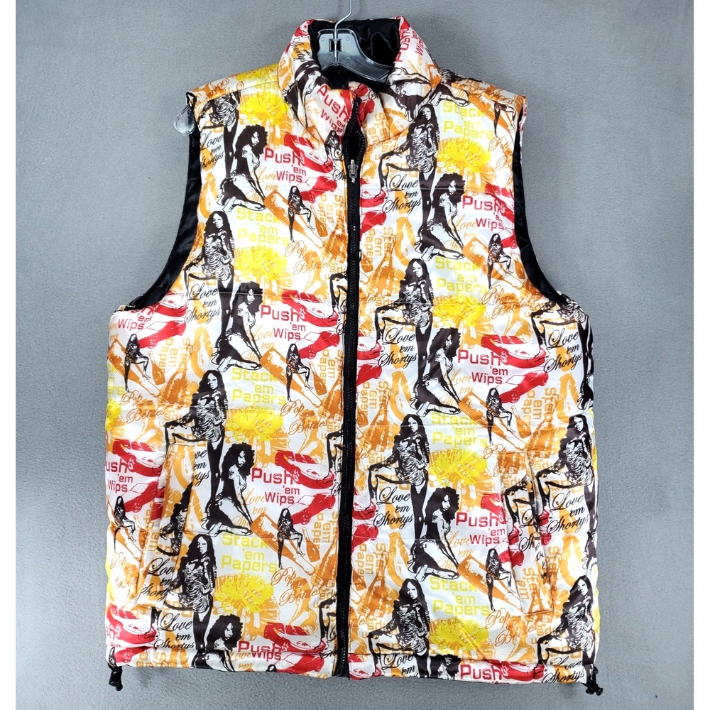 Vintage Johnny Blaze Reversible Insulated Puffer Vest Size XL Hip Hop Rap Y2K